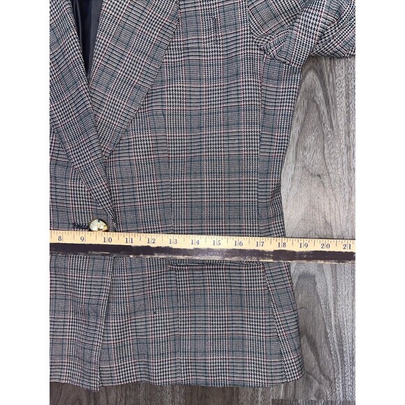 SHERIDAN SQUARE WOMENS JACKET BLAZER SZ 12 BROWN PLAID BUTTON UP LS - Picture 12 of 14